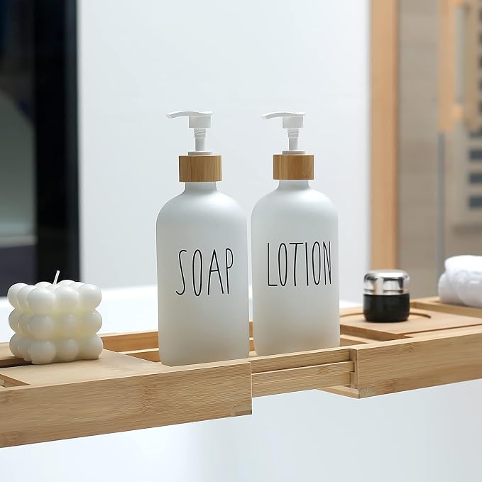 MOMEEMO White Soap Dispenser Bathroom Set, Soap and Lotion Dispenser Set - Image 4