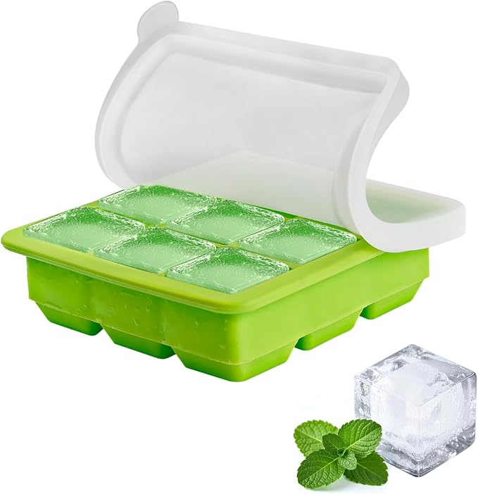 Silicone Ice Cube Trays with Lid, 9x1.3 inch, BPA Free, Small Ice Cube Trays by Aibirui