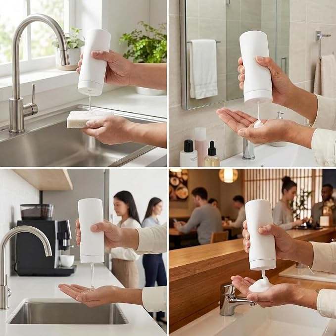 Dish Soap Dish Dispenser, 240ml Silicone Squeeze Washing Up Liquid and Hand - Image 3