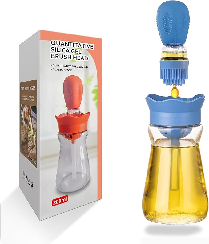 Oil Dispenser Bottle with Silicone Brush, 200ML 2 in 1 Silicone Dropper by BENTFINE
