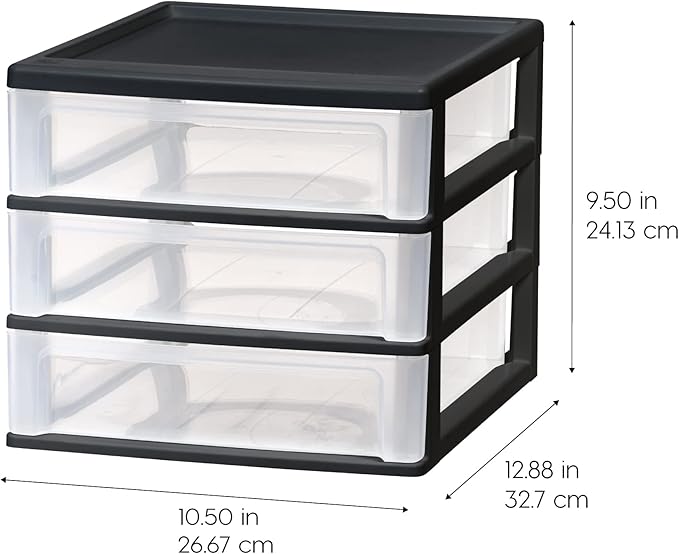 IRIS USA Plastic Stacking Desk Top 3-Drawer Storage Organizer, - Image 3