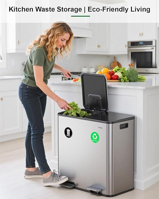Lovewind 2×11.5 Gallon Dual Trash Can, Stainless Steel Dual Garbage and - Image 5