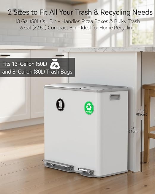 Lovewind Dual Trash and Recycling Bins - Image 3