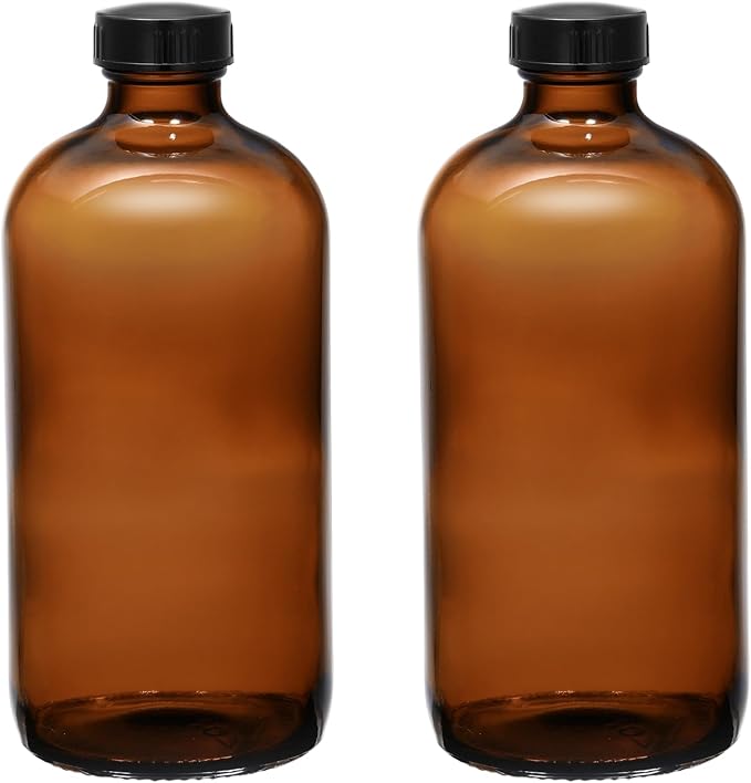 - 16 oz Amber Glass Boston Round Bottles by Unknown