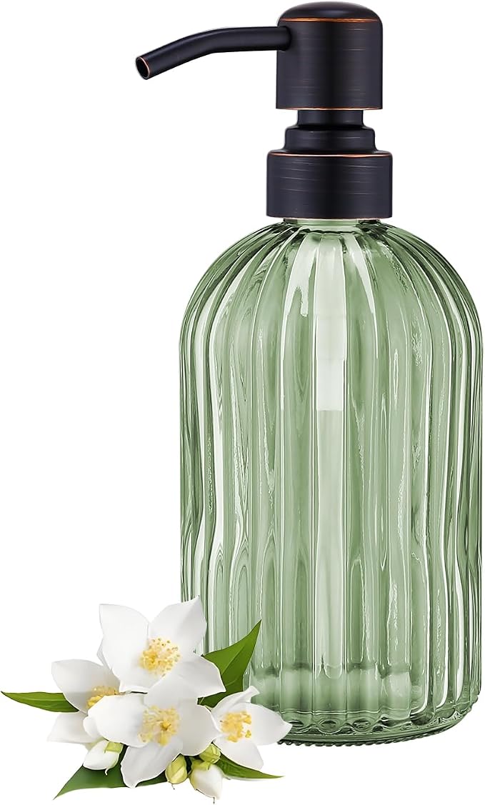 16Oz Green Glass Soap Dispenser by LEETCPHOME