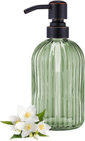 16Oz Green Glass Soap Dispenser by LEETCPHOME