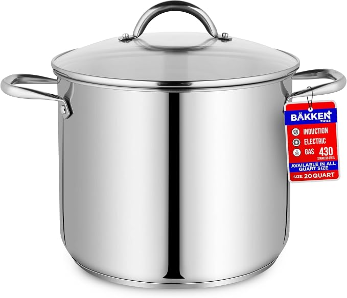 Stainless Steel Stockpot with Tempered Glass Lid 20 Quart, Durable 18/0 by Unknown