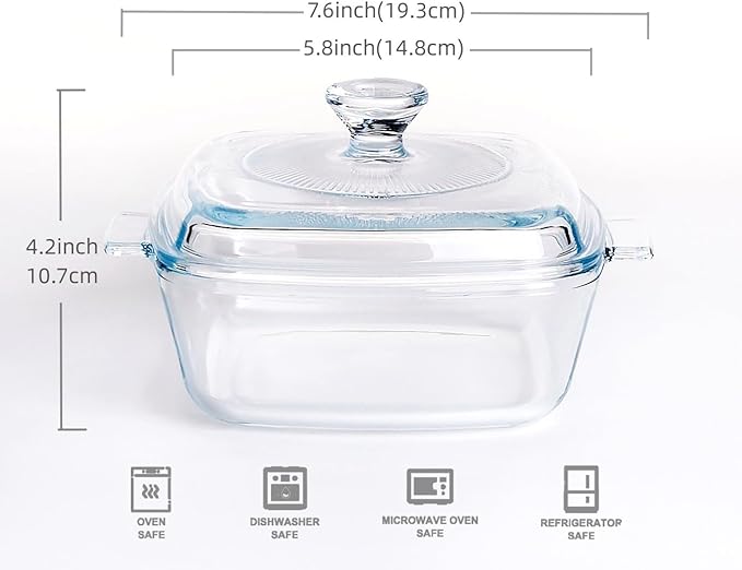Clear Square Glass Casserole - Image 4