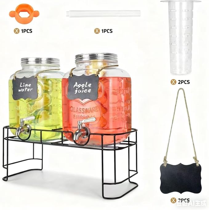 DD&HAPP Glass Drink Dispensers For Parties.1.2 Gallon Beverage Dispensers - Image 4