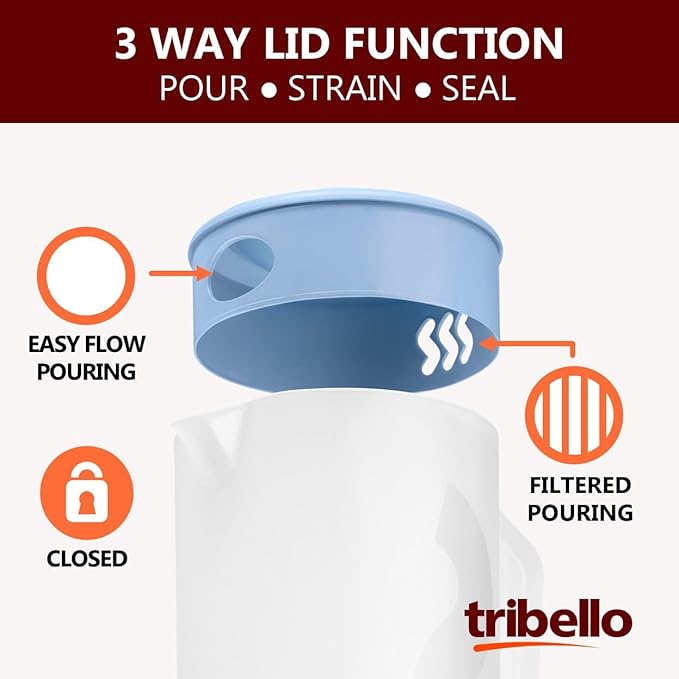 Tribello Pitcher with Lid Half Gallon, Ice Tea, and Drinks, Freezer/Dishwasher - Image 4