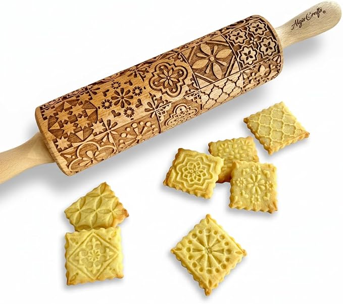 PORTUGUESE TILES Embossed Rolling Pin by ALGISCRAFTS
