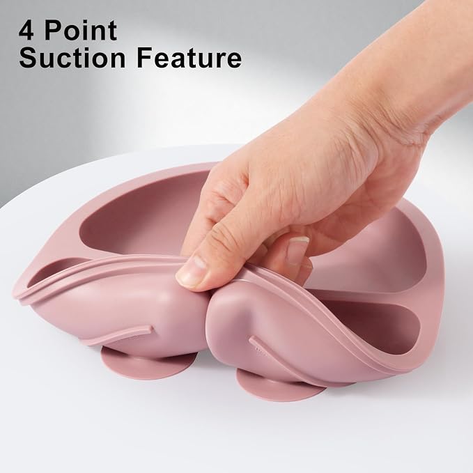 Eascrozn Silicone Feeding Set, 2 Pack Divided Toddler Plates - Image 6