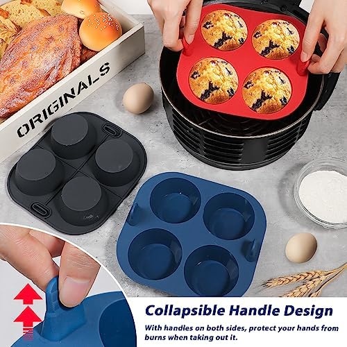 Webake 3PCS Silicone Air Fryer Muffin Pan for Baking 4 Cavity Air