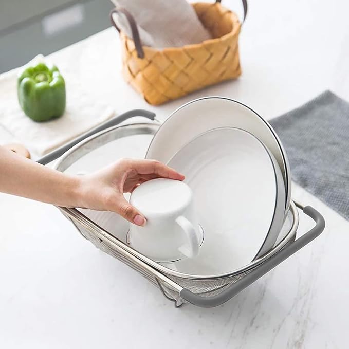 AJIODA Over The Sink Colander, 6 Quarts Stainless Steel Oval Colander - Image 8