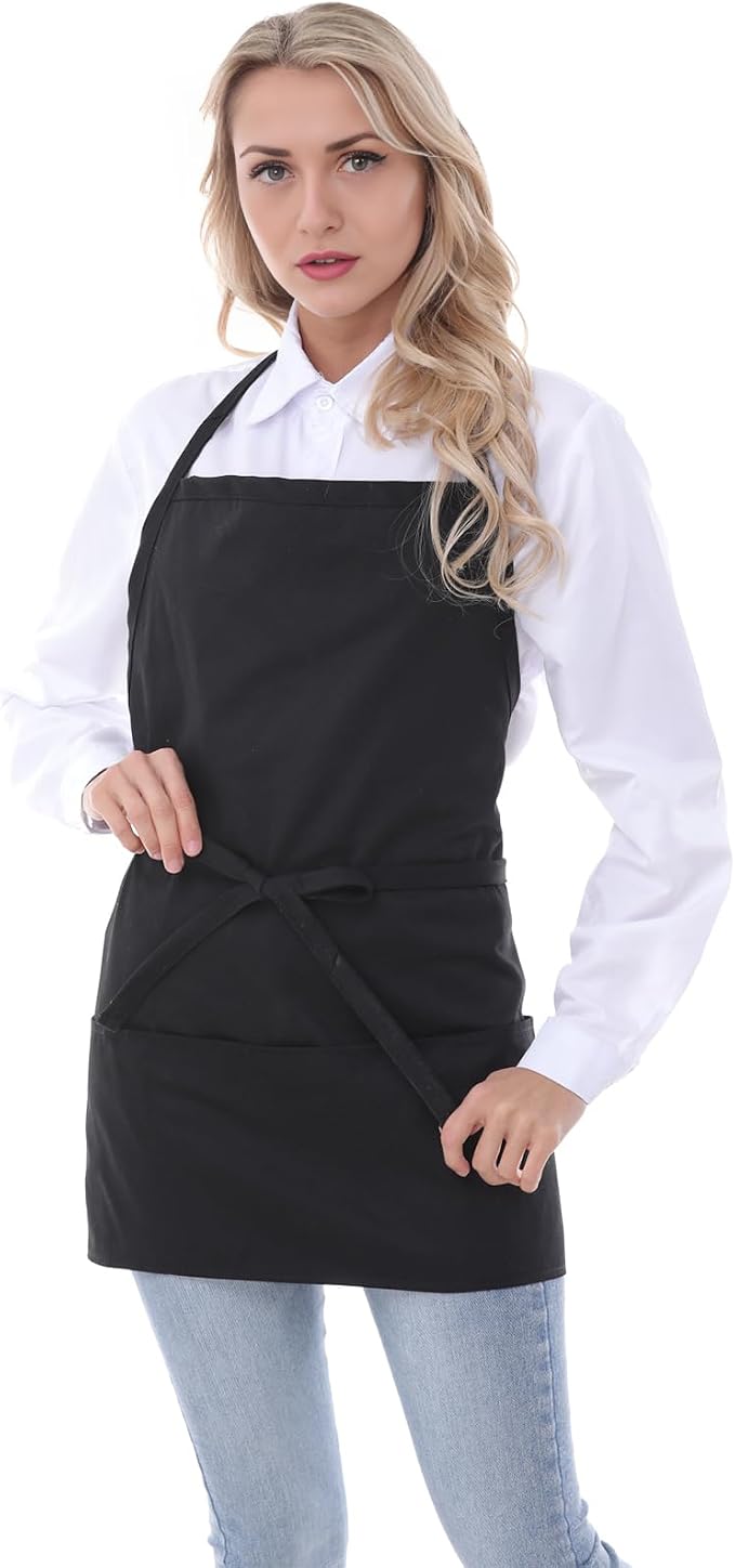 Aprons for Women with 3 Pockets, Server Apron, Aprons for Cooking, Chef Apron by Eksict
