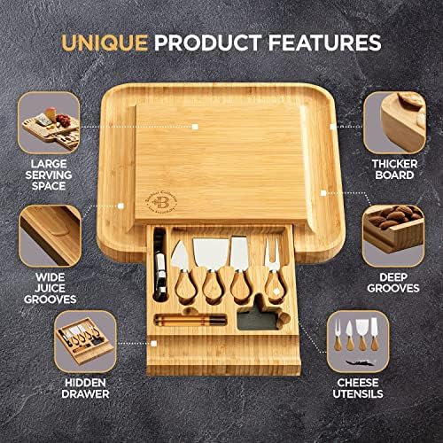 Charcuterie Board Cheese Board Set with Accessories - Bamboo Wooden