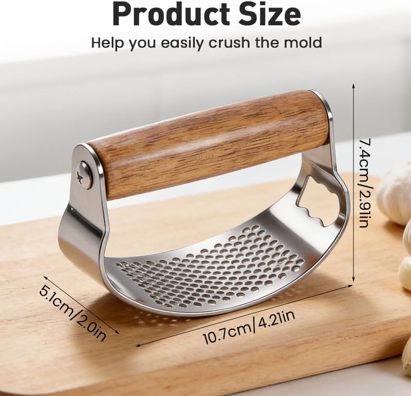 Stainless Steel Garlic Press Rocker with Garlic Peeler