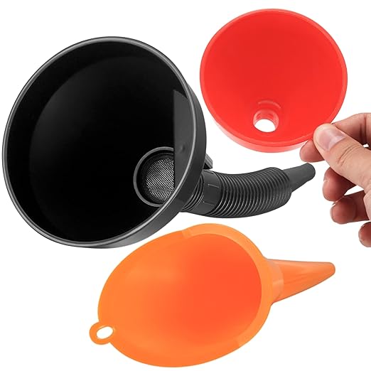 3 Pcs Automotive Funnels Set, Wide Mouth Fuel Funnels, Plastic Long Neck Oil - Image 3