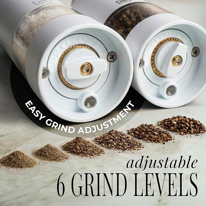 White Electric Salt and Pepper Grinder Set – Automatic Salt and Pepper Grinder - Image 4