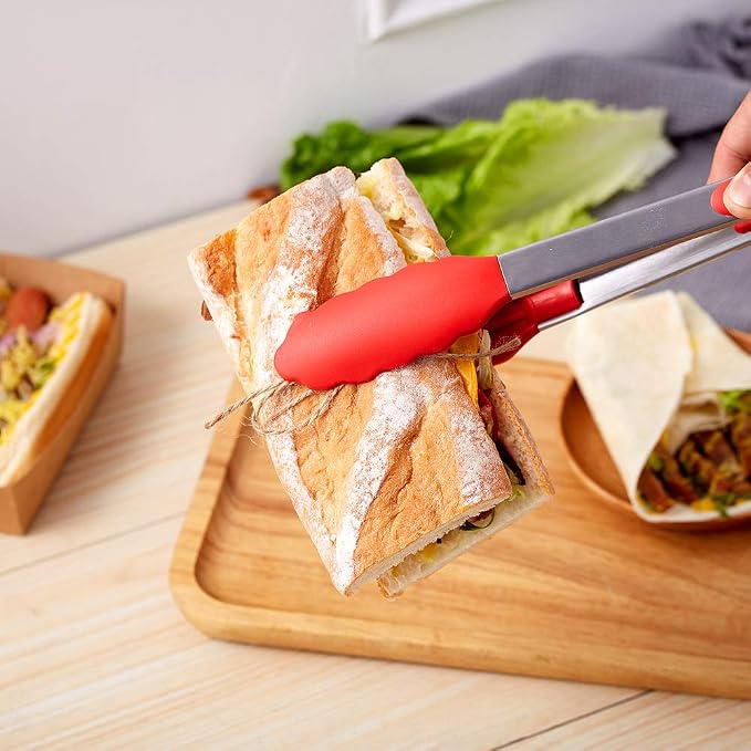 Kitchen Tongs Set of 2 – 9 inch & 12 inch – Stainless Steel Food Tongs - Image 6