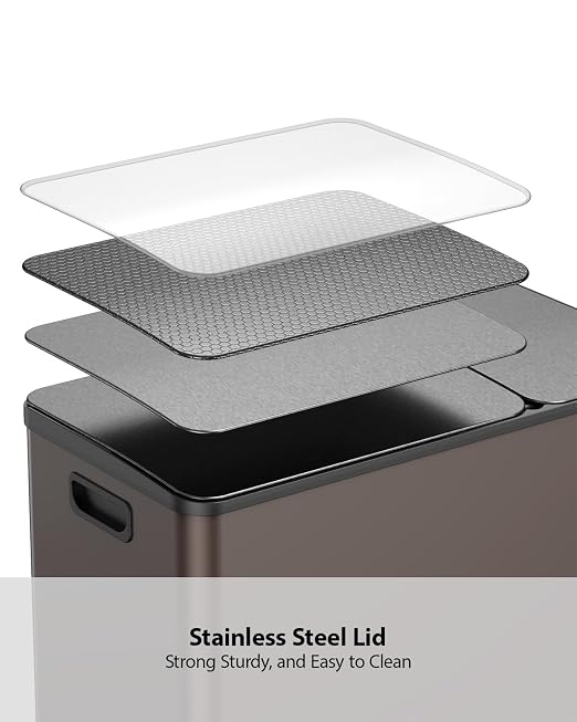 Lovewind Double Trash Can Kitchen, 13+5.5 Gallon Stainless Steel Dual Trash and - Image 5