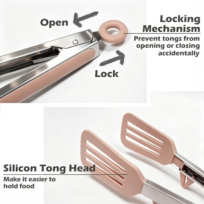 Tongs for Cooking, Food Grade Serving Tongs Set of 3 - Image 3