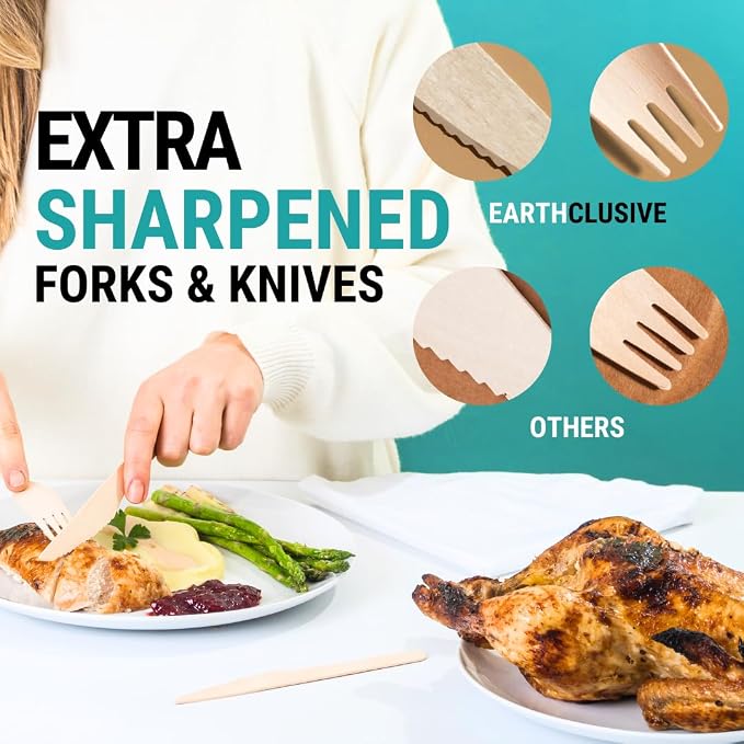 300pcs Disposable Wooden Cutlery Set Our Heavy Duty Compostable Wood Utensils - Image 3