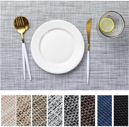 LEXMORE Placemats Set of 4 Vinyl/Plastic Woven Place Mats for Kitchen