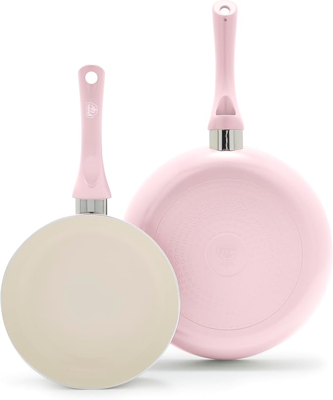 GreenLife 2-Piece Nonstick Frying Pan Set, 8” & 10” Skillets, Non-Toxic Ceramic by GreenLife