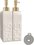 Soap Dispenser Set with Gold Stainless Steel Pump and a Funnel, 2 Pack Modern by Karisky