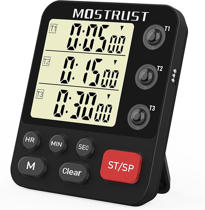 Digital Dual Kitchen Timer, 3 Channels Triple Countdown Timer by MOSTRUST