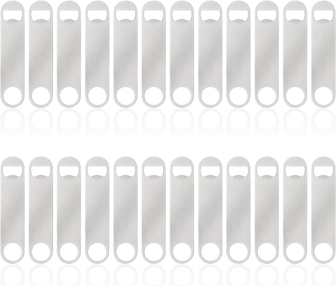 24 Pack Flat Beer Bottle Opener 7 inch Heavy Duty Stainless Steel Flat Bottle by Ohiyoo