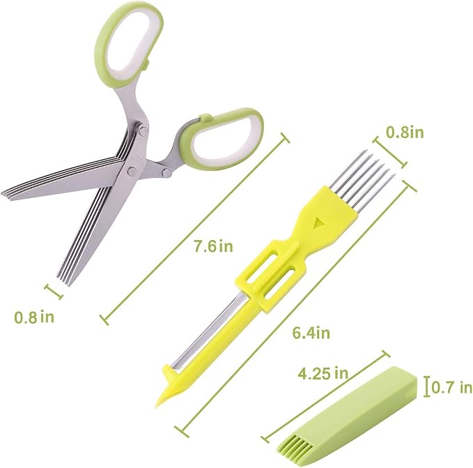 2-Pack Herb Scissors Set with 5 Blades & 3 Blades, Paper Shredding, with - Image 9