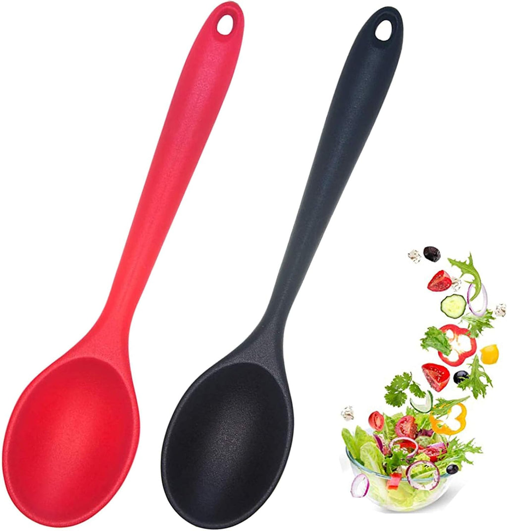2 Pcs Silicone Nonstick Mixing Spoon, 10.6Inch Silicone Spoons for