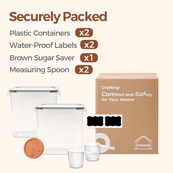 ComSaf Brown Sugar Container Set of 2, Airtight Food Storage Containers - Image 8