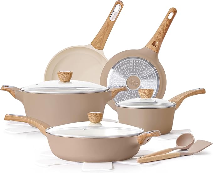 SENSARTE Ceramic Pots and Pans Set Nonstick, Kitchen Cookware Sets, 14-Piece by SENSARTE