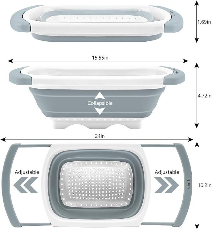Qimh Collapsible Colander | Over The Sink Silicone Kitchen Strainers and - Image 3
