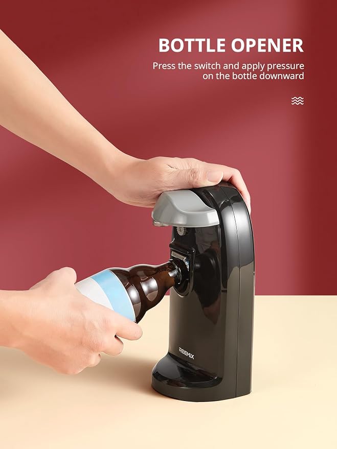 Reemix Electric Can Opener, One-Touch Operation, Knife Sharpener and Bottle - Image 4