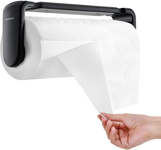 simpletome Paper Towel Holder ONE Hand Tear Adaptive Tension Arm Adjustable by simpletome