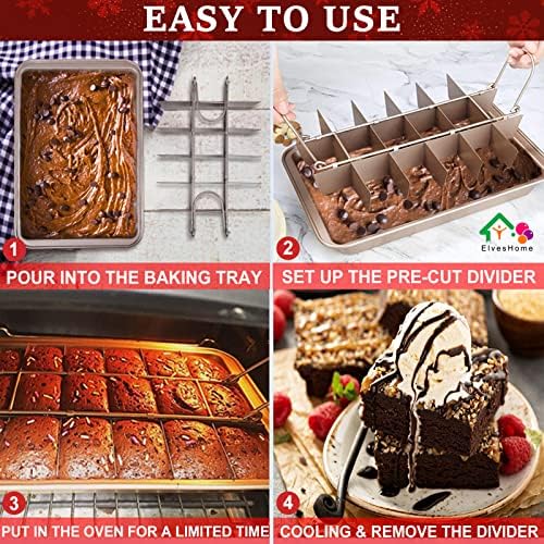 Brownie Pan with Dividers, Non Stick Brownie Baking Pan, 18 Pre-slice