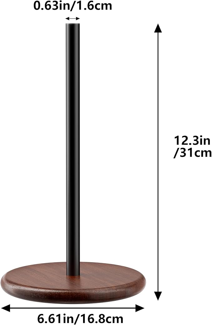 Paper Towel Holder with Wooden Base, Kitchen Countertop Paper Towel Stand - Image 5