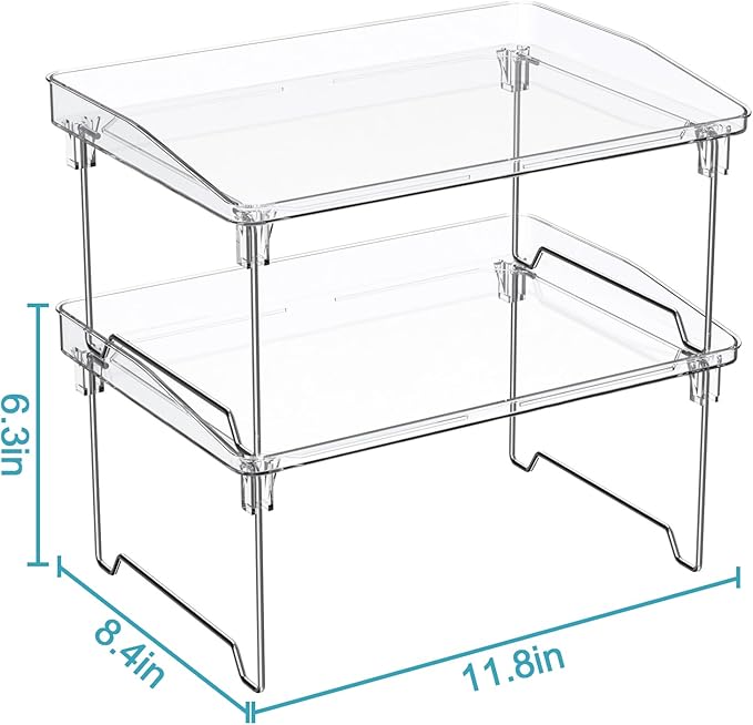 STARLATTA 2 Pcs Cabinet Organizer Shelf, Stackable Kitchen Counter Shelves - Image 4