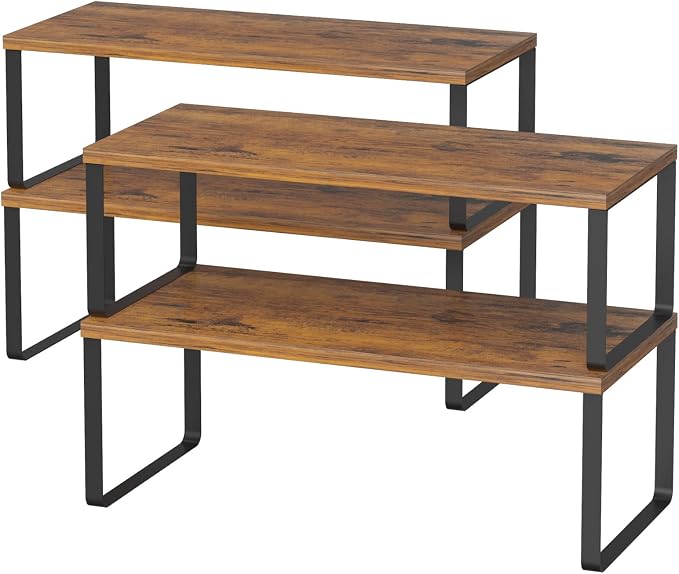 NEX Kitchen Cabinet and Counter Shelf Organizer, Stackable & Expandable by NEX
