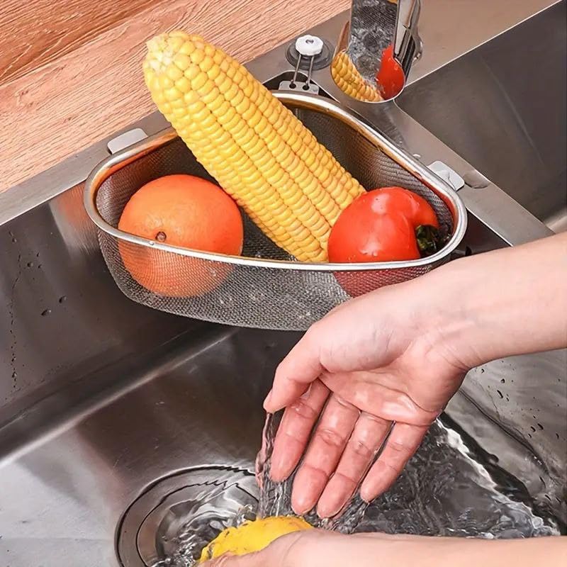 Stainless Steel Over-The-Corner-Sink Colander | Fine Mesh Strainer