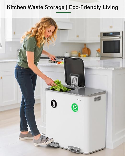 Lovewind 2×11.5 Gallon Dual Trash Can, Stainless Steel Dual Garbage and - Image 7