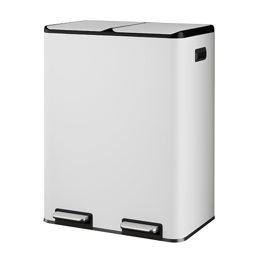 WLIVE 2 x 8 Gallon Stainless Steel Dual Trash Can, Double Trash Can Kitchen by WLIVE