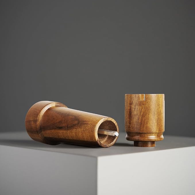 Wooden Salt and Pepper Grinder Set Chess Piece Design – Refillable Manual Spice - Image 4