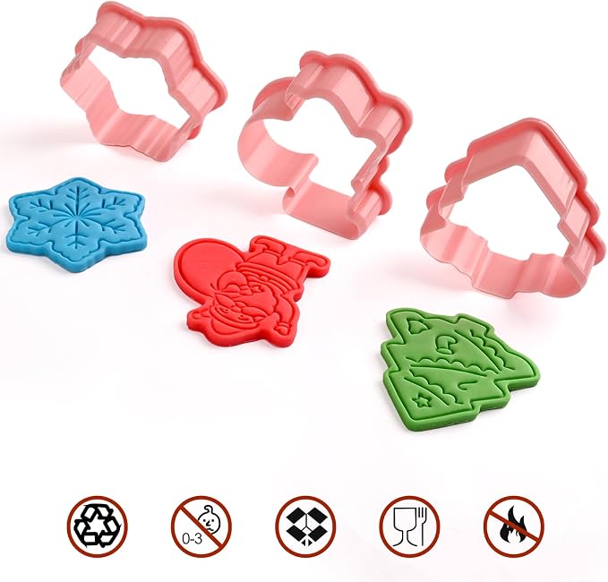 Christmas Cookie Cutters with Plunger Stamps Set, Gingerbread Boy/Girl Snowman - Image 4