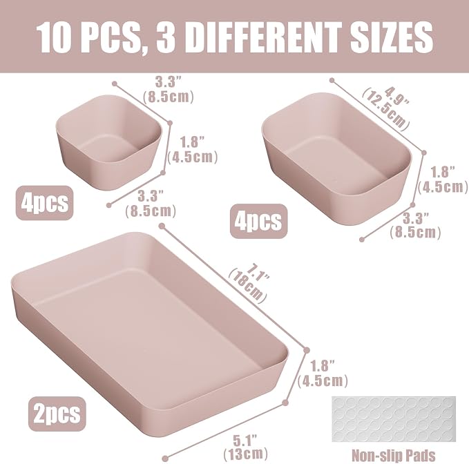 Plastic Drawer Organizers, Bathroom and Vanity Organizer Plastic Tray, Makeup - Image 2