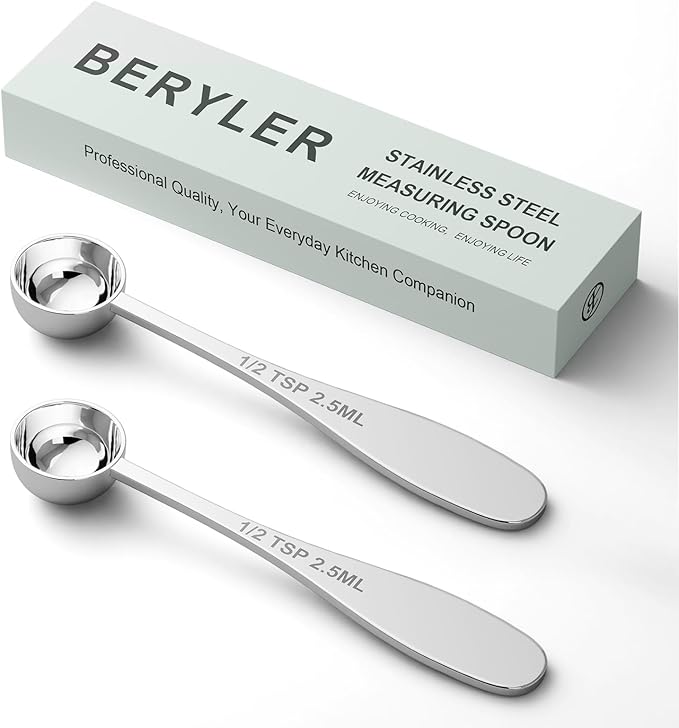 2PCS 1/2tsp Single Measuring Spoon, Stainless Steel Individual Teaspoon by BERYLER